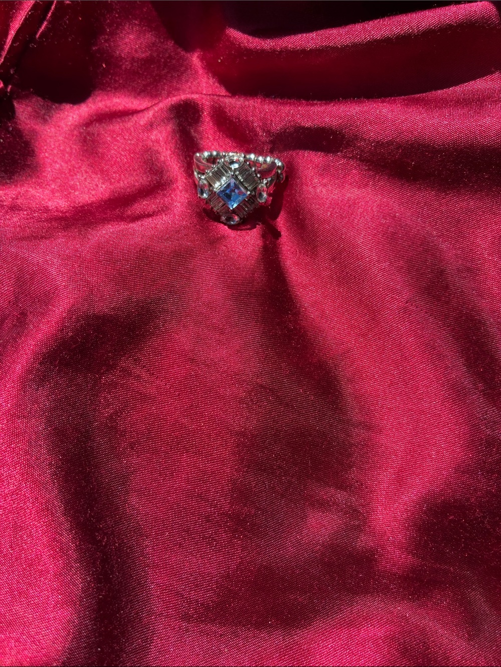 Sterling-Style Ring with Square Blue Stone - Women's Fashion Ring